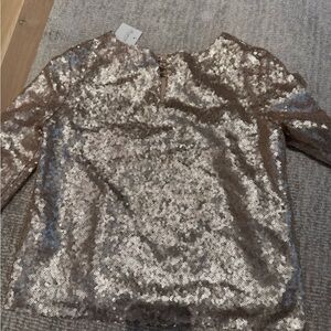 Bonpoint Shimmering Sequin Top in Silver and Cream